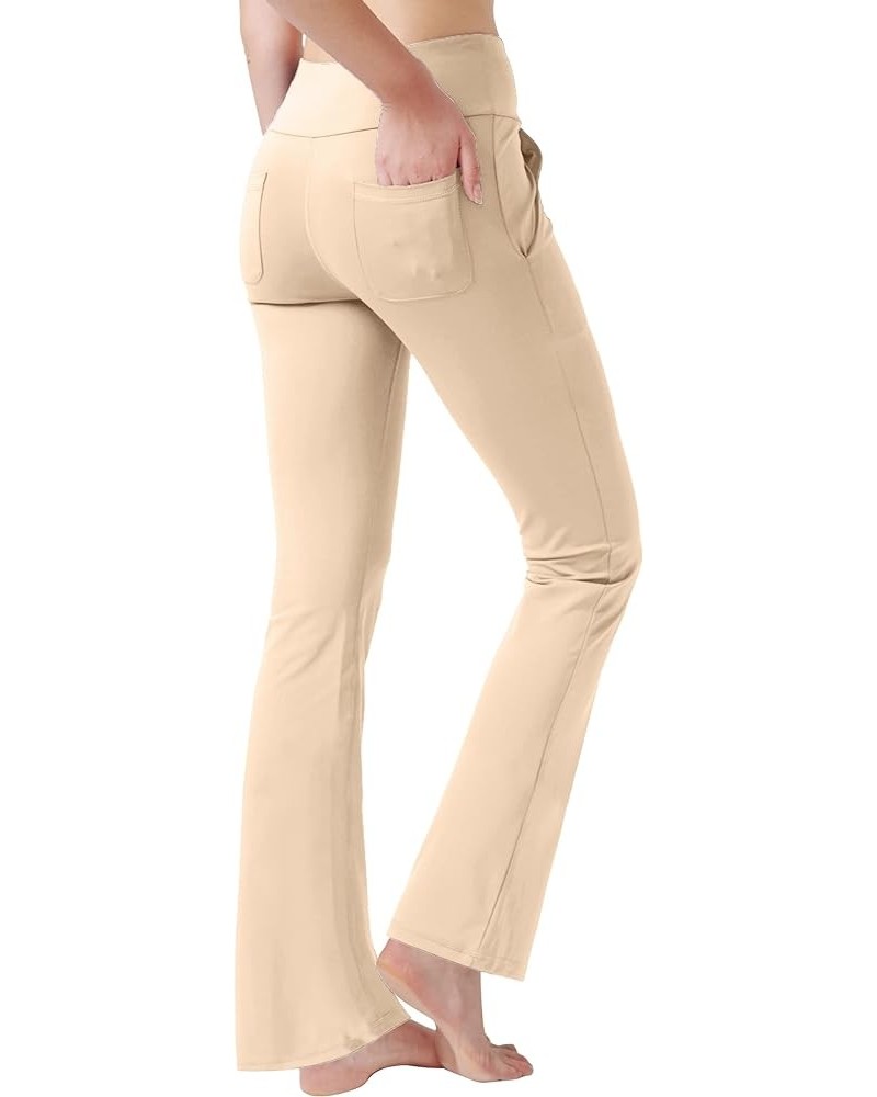 Women's High Waisted Boot Cut Yoga Pants 4 Pockets Workout Pants Tummy Control Women Bootleg Work Pants Dress Pants Khaki 1 $...