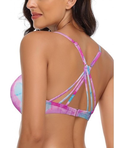 Women's Underwire Bikini Top Blue-purple Floral $17.35 Swimsuits