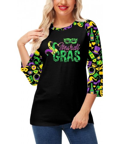 Womens Mardi Gras Shirts Raglan 3/4 Sleeve Fleur-De-Lis Carnival Tops Mardi Gras 2 $8.24 T-Shirts