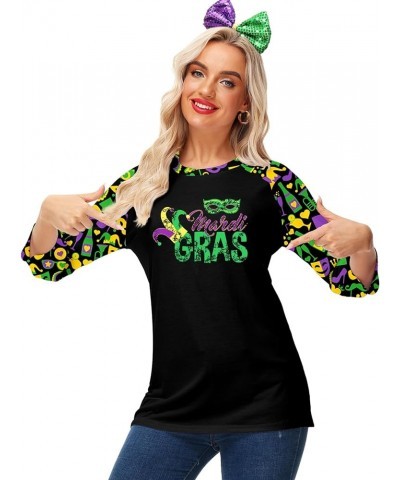 Womens Mardi Gras Shirts Raglan 3/4 Sleeve Fleur-De-Lis Carnival Tops Mardi Gras 2 $8.24 T-Shirts