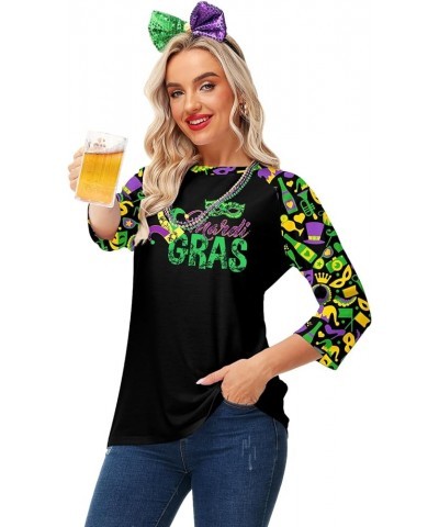 Womens Mardi Gras Shirts Raglan 3/4 Sleeve Fleur-De-Lis Carnival Tops Mardi Gras 2 $8.24 T-Shirts