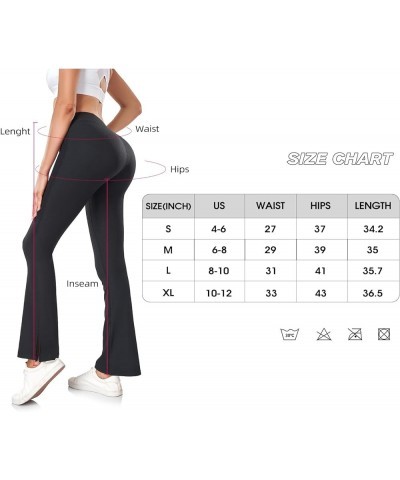 Ribbed Flare Leggings for Women Tummy Control High Waist Workout Bootcut Yoga Pants Black $10.19 Activewear