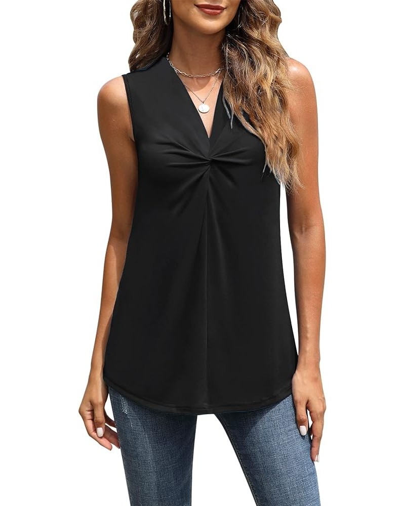 Women's Twist Front V Neck Blouses Long Sleeve Dressy Casual Tunic Tops Z-black $11.01 Tops