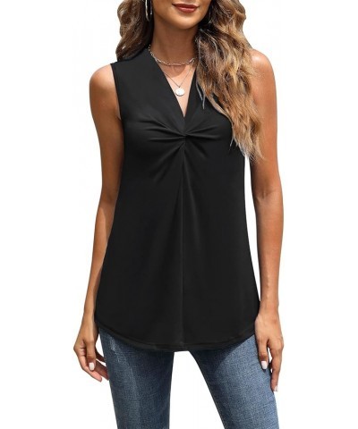 Women's Twist Front V Neck Blouses Long Sleeve Dressy Casual Tunic Tops Z-black $11.01 Tops