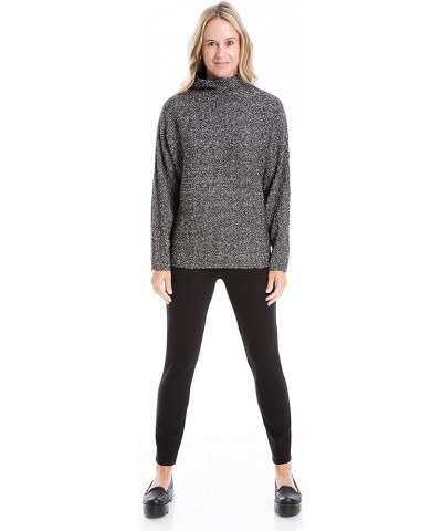 Women's Long Sleeve Mock Neck Sweater Black $19.55 Sweaters