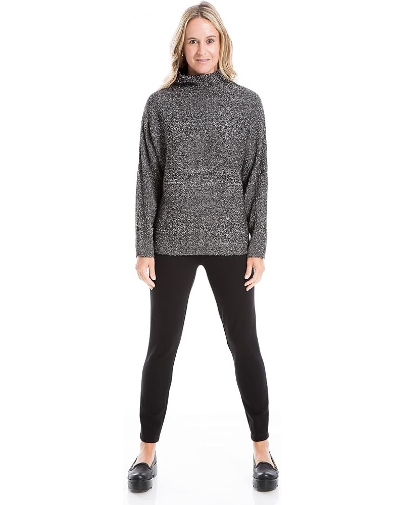 Women's Long Sleeve Mock Neck Sweater Black $19.55 Sweaters