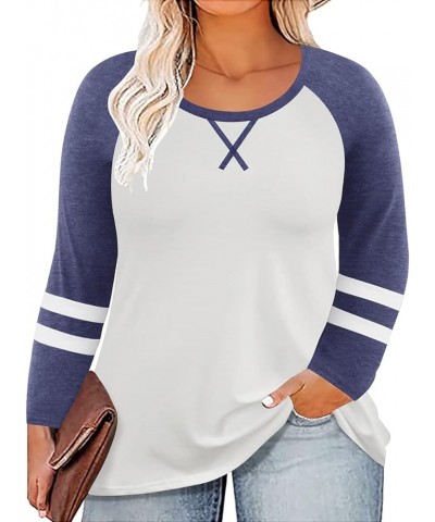 Plus Size Tops for Women Long Sleeve Shirts Colorblock Tshirt Striped Tunics Casual Fall Blouses 1XL-5XL 579-white Black $12....