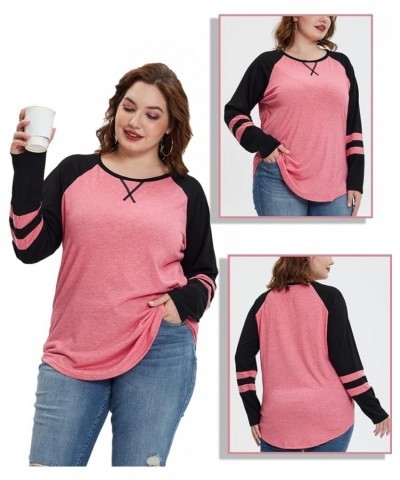 Plus Size Tops for Women Long Sleeve Shirts Colorblock Tshirt Striped Tunics Casual Fall Blouses 1XL-5XL 579-white Black $12....