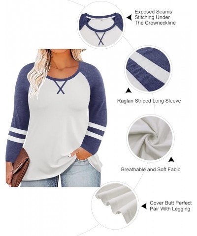 Plus Size Tops for Women Long Sleeve Shirts Colorblock Tshirt Striped Tunics Casual Fall Blouses 1XL-5XL 579-white Black $12....