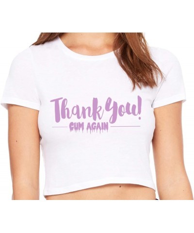 Thank You Cum Again Sexy Flirty Cumslut White Crop Tank Top Lavender $15.65 Tanks