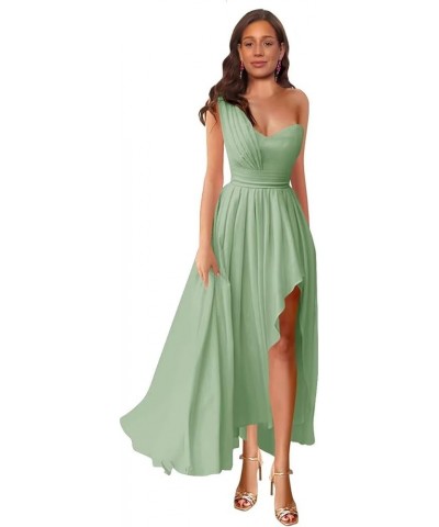 Women's Chiffon One Shoulder Bridesmaid Dresses for Wedding Slit High Low Prom Dresses Flowy Formal Evening Gowns Sage $25.85...