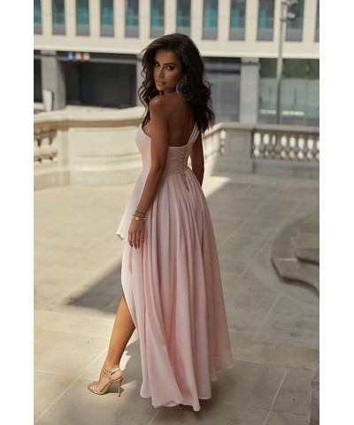 Women's Chiffon One Shoulder Bridesmaid Dresses for Wedding Slit High Low Prom Dresses Flowy Formal Evening Gowns Sage $25.85...