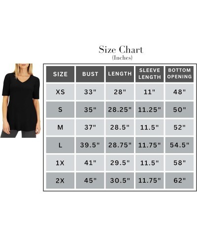 Women's Knit Elbow Sleeve V-Neck Tunic Top Comfy and Stylish Ladies A-Line Half Sleeve Tunic Top Perfect Travel Top Black $33...