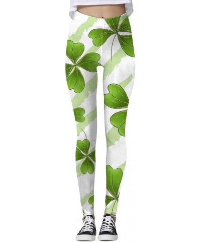 Saint Patricks Day Leggings for Women, Womens Stretchy Pants St Patricks Day Green Clover Leaves Leprechauns Leggings 1b-beig...