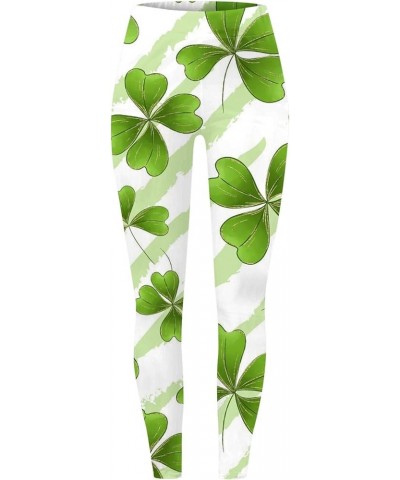 Saint Patricks Day Leggings for Women, Womens Stretchy Pants St Patricks Day Green Clover Leaves Leprechauns Leggings 1b-beig...