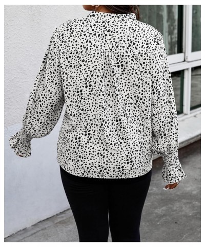 Womens Blouses Long Sleeve: 2024 Spring V Neck Casual Tops Polka Dot Work Shirt plus-size P-white Black $17.37 Blouses