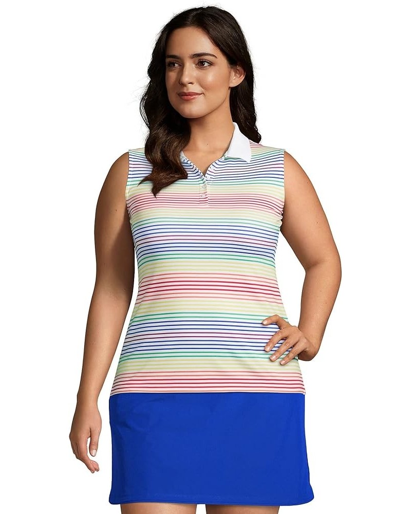 Women's Supima Cotton Polo Shirt Rainbow Stripes $16.92 Shirts