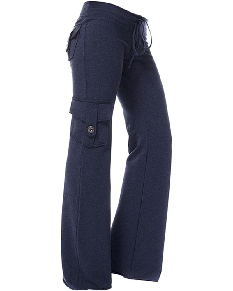 Cargo Pants Women Plus Size Baggy Pants Casual Loose Wide Leg Trousers Parachute Pants Y2k Cargos with Pockets Navy $8.80 Pants