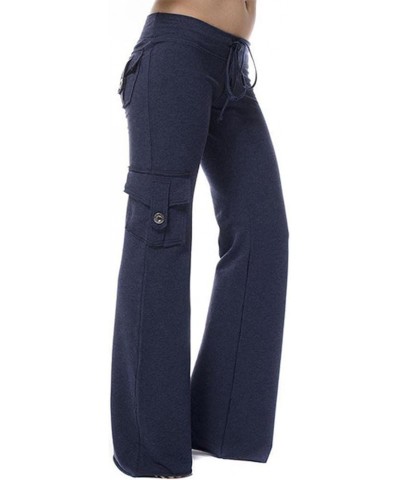 Cargo Pants Women Plus Size Baggy Pants Casual Loose Wide Leg Trousers Parachute Pants Y2k Cargos with Pockets Navy $8.80 Pants