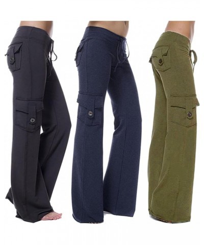 Cargo Pants Women Plus Size Baggy Pants Casual Loose Wide Leg Trousers Parachute Pants Y2k Cargos with Pockets Navy $8.80 Pants