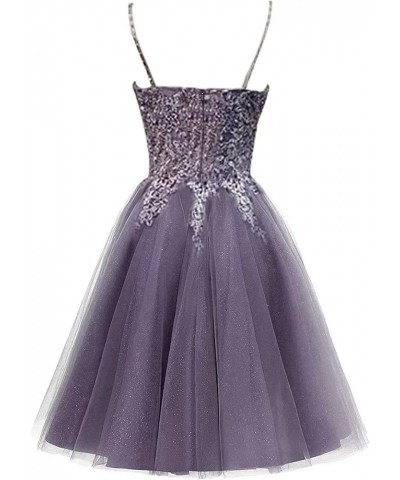 Women's Tulle Lace Prom Dress Spaghetti Straps Mini Dress Short Dresses Cocktail Dresses for Teens Lilac $30.75 Dresses