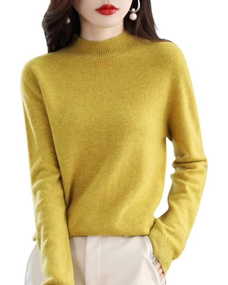 Cashmere Sweaters for Women, 100% Cashmere Long Sleeve Crew Neck Soft Warm Pullover Knit Jumpers (Pink,L) Medium Yellow $25.9...