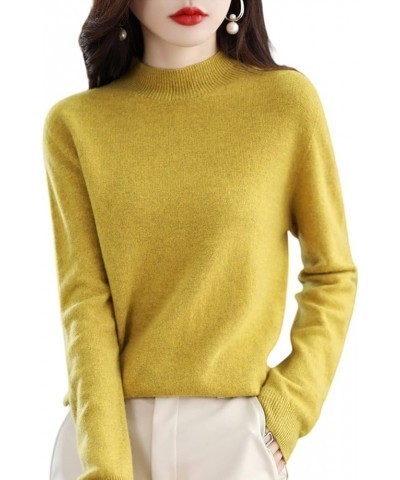 Cashmere Sweaters for Women, 100% Cashmere Long Sleeve Crew Neck Soft Warm Pullover Knit Jumpers (Pink,L) Medium Yellow $25.9...