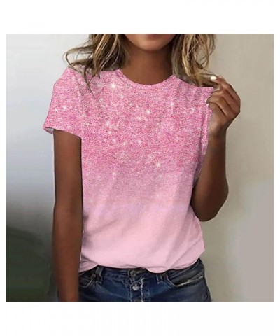 Long Sleeve Sparkly Shirts for Women Casual Crewneck Fall Shimmer Glitter Tops Loose Fit Fashion Shiny Graphic Blouse 6pink $...