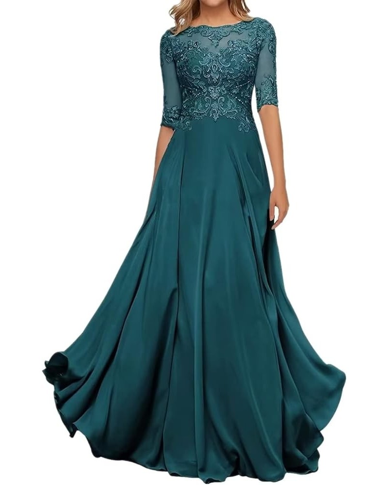 Lace Appliques Mother of The Bride Dress Chiffon A Line Long Formal Evening Party Prom Gowns for Women Peacock $44.51 Dresses