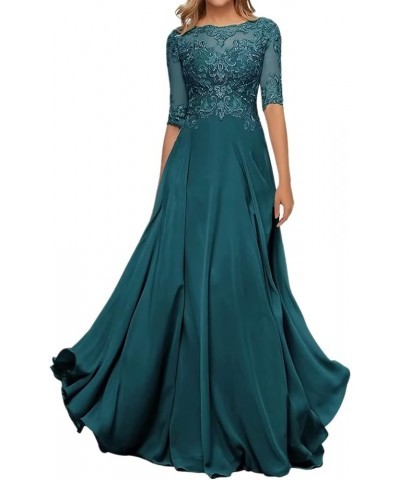 Lace Appliques Mother of The Bride Dress Chiffon A Line Long Formal Evening Party Prom Gowns for Women Peacock $44.51 Dresses