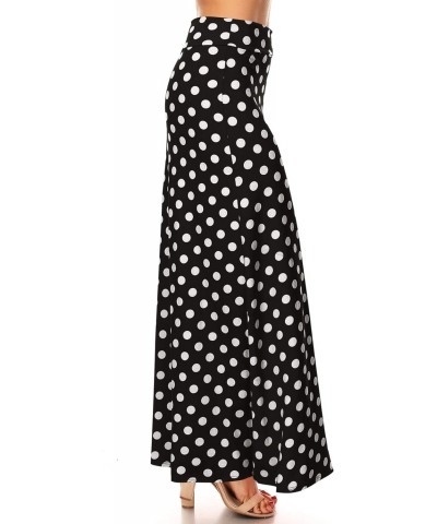 Comfy Fold Over Loose Fit A-Line Lounge Wear Polka Dot Long Maxi Skirt Small Polka Black L $12.12 Skirts