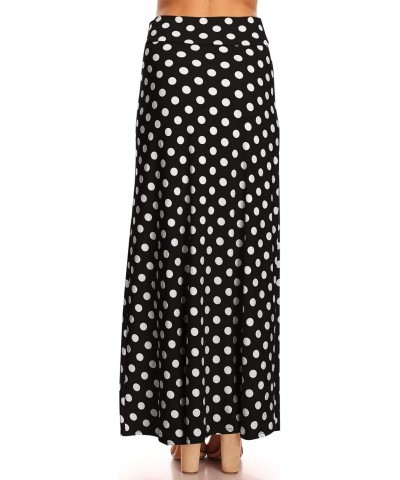 Comfy Fold Over Loose Fit A-Line Lounge Wear Polka Dot Long Maxi Skirt Small Polka Black L $12.12 Skirts