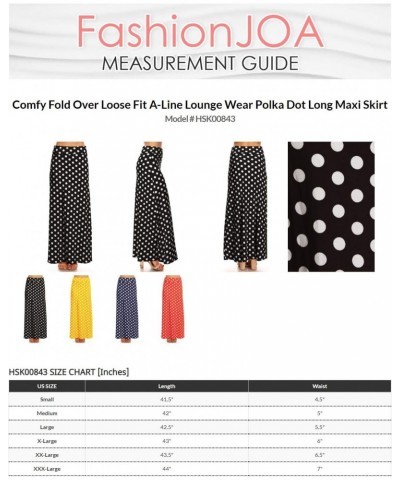 Comfy Fold Over Loose Fit A-Line Lounge Wear Polka Dot Long Maxi Skirt Small Polka Black L $12.12 Skirts