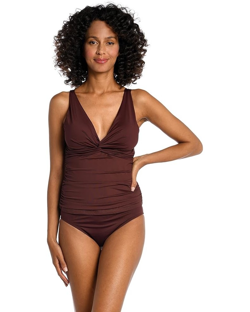 Over the Shoulder Twist Front Tankini Swimsuit Top Java $14.88 Swimsuits