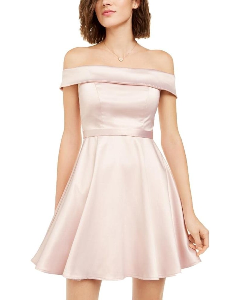 Womens Juniors Off-The-Shoulder Mini Cocktail and Party Dress Beige $7.90 Dresses