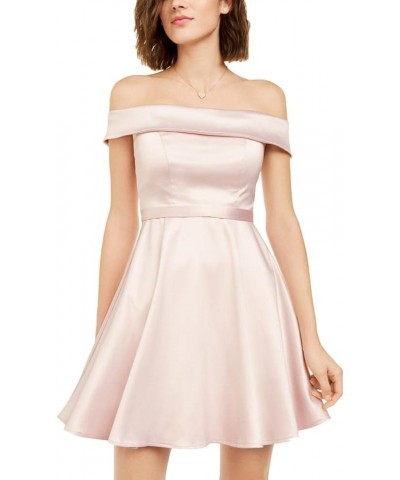 Womens Juniors Off-The-Shoulder Mini Cocktail and Party Dress Beige $7.90 Dresses