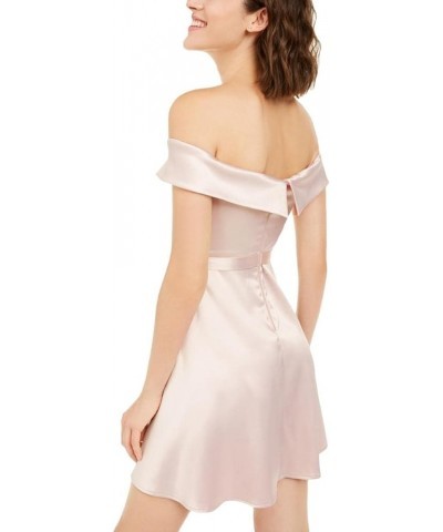 Womens Juniors Off-The-Shoulder Mini Cocktail and Party Dress Beige $7.90 Dresses