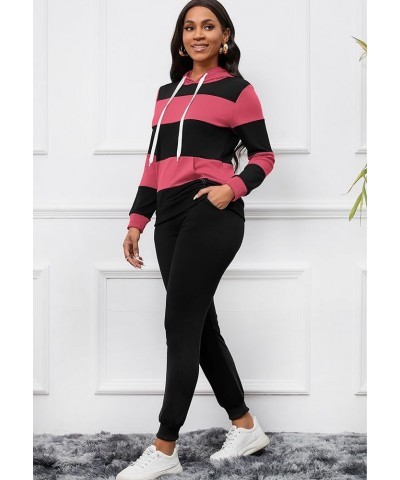 jogging suits for women - Hoodie 2 Piece Jogging Suits with Pockets Black-pink $16.56 Activewear