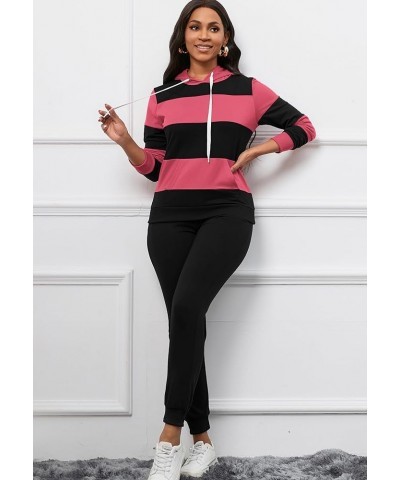 jogging suits for women - Hoodie 2 Piece Jogging Suits with Pockets Black-pink $16.56 Activewear