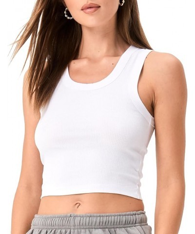 Women Workout Tank Tops with Built in Bras - Ribbed Crop Racerback Athletic Shirts High Neck Sports Yoga Activewear White $14...