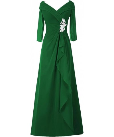 Mother of The Bride Dresses for Wedding 3/4 Sleeves V-Neck Plus Size Formal Evening Party Dresses Green $38.48 Dresses