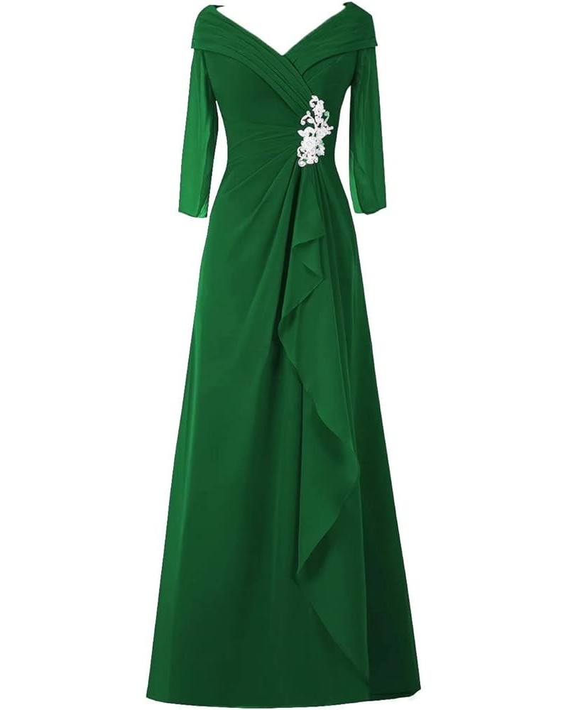 Mother of The Bride Dresses for Wedding 3/4 Sleeves V-Neck Plus Size Formal Evening Party Dresses Green $38.48 Dresses