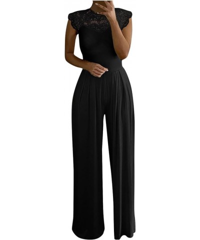 Womens Jumpsuits Casual, Lace Neck Womens Jumpsuit Formal Short Sleeve Solid Women'S Jumpers For Women Casual Black $21.30 Ot...