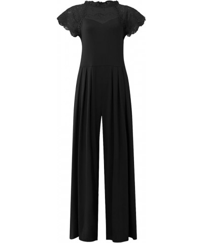 Womens Jumpsuits Casual, Lace Neck Womens Jumpsuit Formal Short Sleeve Solid Women'S Jumpers For Women Casual Black $21.30 Ot...