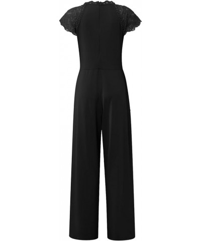 Womens Jumpsuits Casual, Lace Neck Womens Jumpsuit Formal Short Sleeve Solid Women'S Jumpers For Women Casual Black $21.30 Ot...