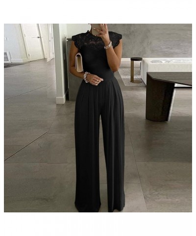 Womens Jumpsuits Casual, Lace Neck Womens Jumpsuit Formal Short Sleeve Solid Women'S Jumpers For Women Casual Black $21.30 Ot...