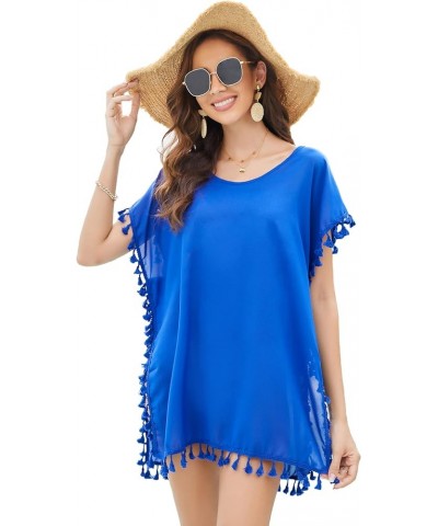 Women's Chiffon Swimsuit Beach Bathing Suit Cover Ups for Swimwear Cover UP Blue $10.78 Swimsuits