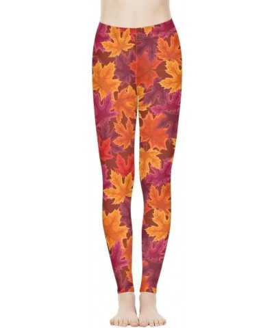 Ethnic Floral Artwork Print Women's High Waist Fashion Capri Leggings Skinny Pants for Yoga Running XS-3XL Autumn Maple Leave...