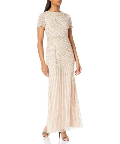 Women's Long Beaded Dress Champagne Sand $36.96 Dresses