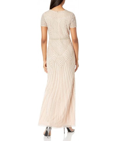 Women's Long Beaded Dress Champagne Sand $36.96 Dresses